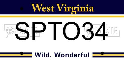 SPTO34 West Virginia License Plate