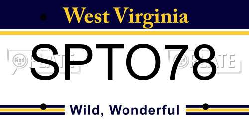 SPTO78 West Virginia License Plate