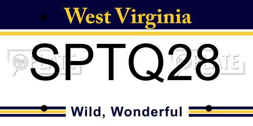 SPTQ28 West Virginia License Plate