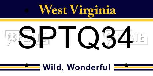 SPTQ34 West Virginia License Plate