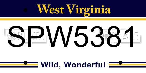 SPW5381 West Virginia License Plate