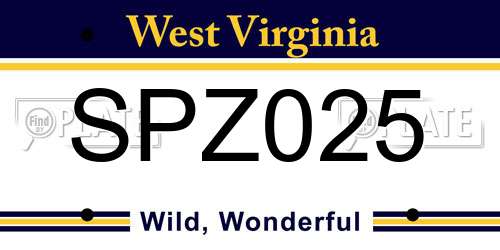 SPZ025 West Virginia License Plate