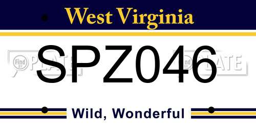 SPZ046 West Virginia License Plate