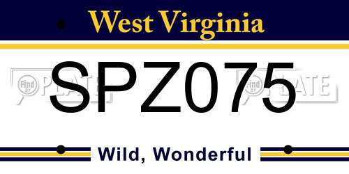 SPZ075 West Virginia License Plate