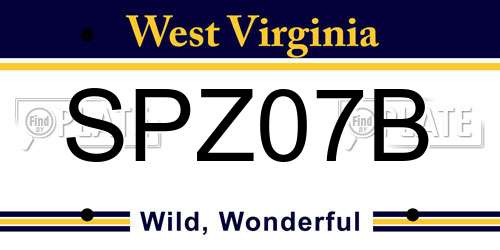 SPZ07B West Virginia License Plate