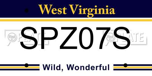SPZ07S West Virginia License Plate