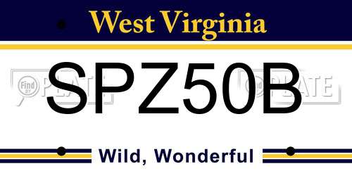 SPZ50B West Virginia License Plate