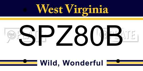 SPZ80B West Virginia License Plate
