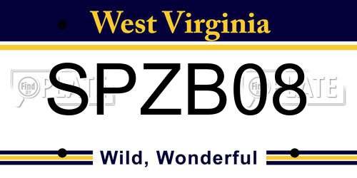 SPZB08 West Virginia License Plate