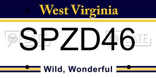 SPZD46 West Virginia License Plate