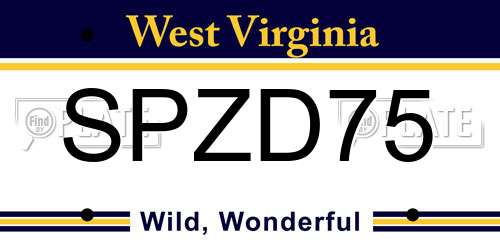 SPZD75 West Virginia License Plate