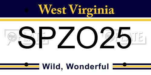 SPZO25 West Virginia License Plate