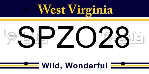 SPZO28 West Virginia License Plate