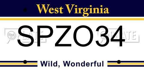 SPZO34 West Virginia License Plate
