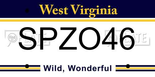 SPZO46 West Virginia License Plate
