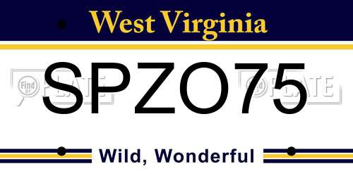SPZO75 West Virginia License Plate