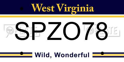 SPZO78 West Virginia License Plate