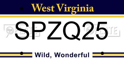 SPZQ25 West Virginia License Plate