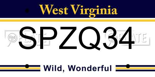 SPZQ34 West Virginia License Plate