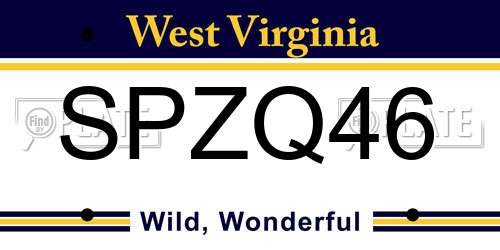 SPZQ46 West Virginia License Plate