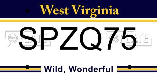SPZQ75 West Virginia License Plate