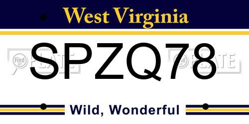 SPZQ78 West Virginia License Plate