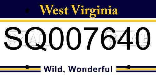 SQ007640 West Virginia License Plate