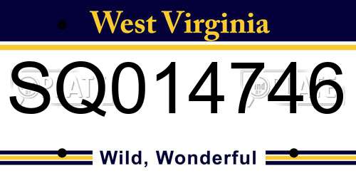 SQ014746 West Virginia License Plate