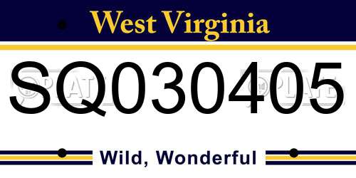 SQ030405 West Virginia License Plate