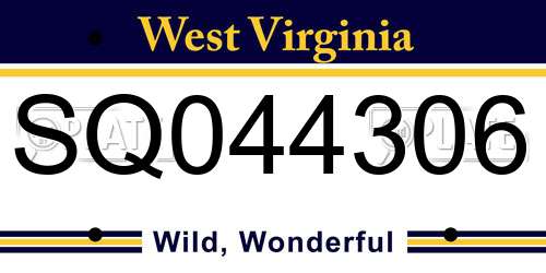 SQ044306 West Virginia License Plate