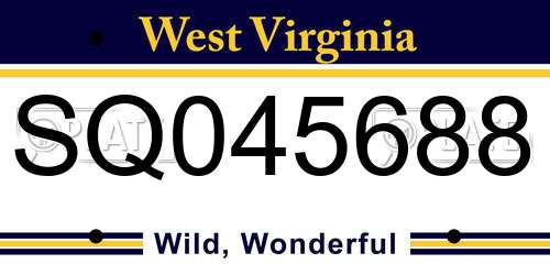 SQ045688 West Virginia License Plate