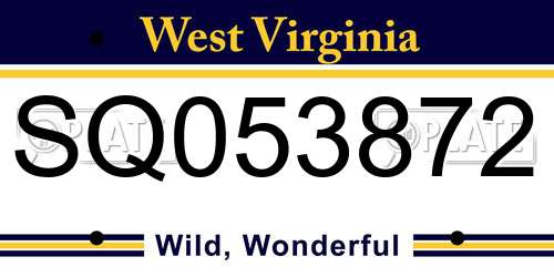 SQ053872 West Virginia License Plate