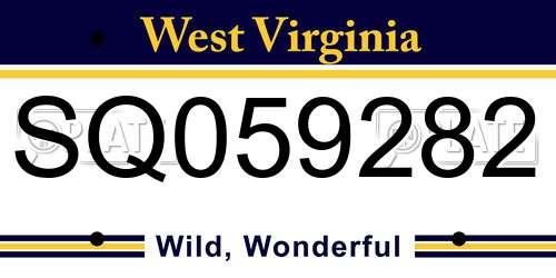 SQ059282 West Virginia License Plate