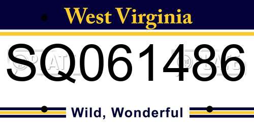 SQ061486 West Virginia License Plate