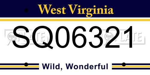 SQ06321 West Virginia License Plate