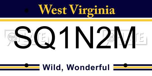 SQ1N2M West Virginia License Plate