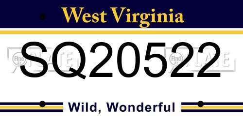 SQ20522 West Virginia License Plate