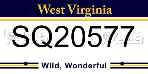 SQ20577 West Virginia License Plate