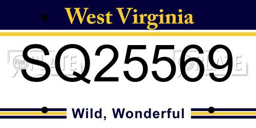 SQ25569 West Virginia License Plate