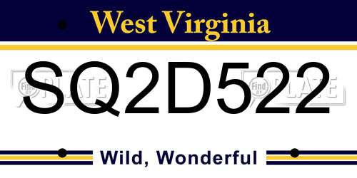 SQ2D522 West Virginia License Plate