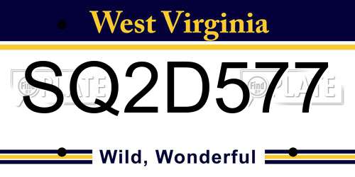 SQ2D577 West Virginia License Plate