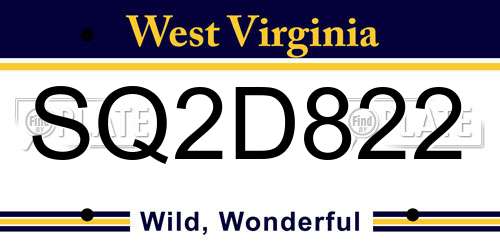 SQ2D822 West Virginia License Plate