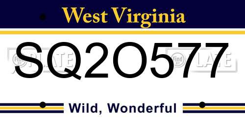 SQ2O577 West Virginia License Plate