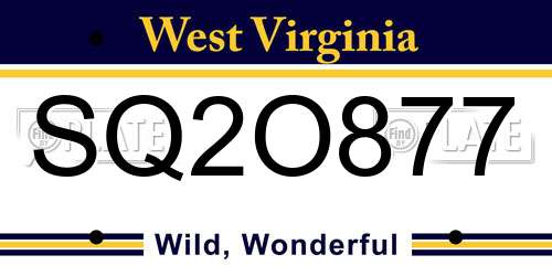 SQ2O877 West Virginia License Plate
