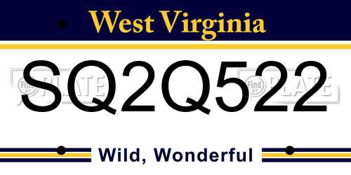 SQ2Q522 West Virginia License Plate