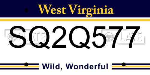 SQ2Q577 West Virginia License Plate