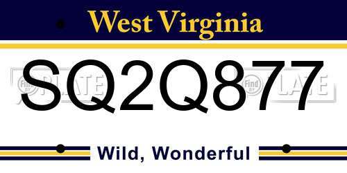 SQ2Q877 West Virginia License Plate