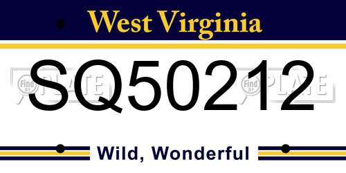 SQ50212 West Virginia License Plate