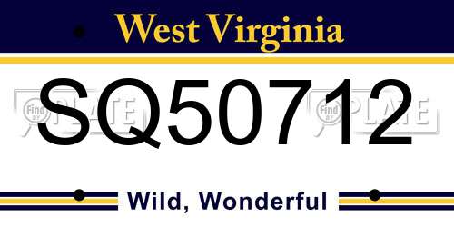 SQ50712 West Virginia License Plate