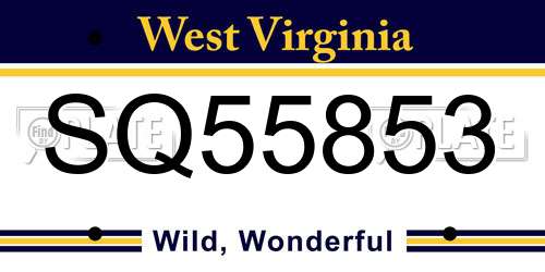 SQ55853 West Virginia License Plate